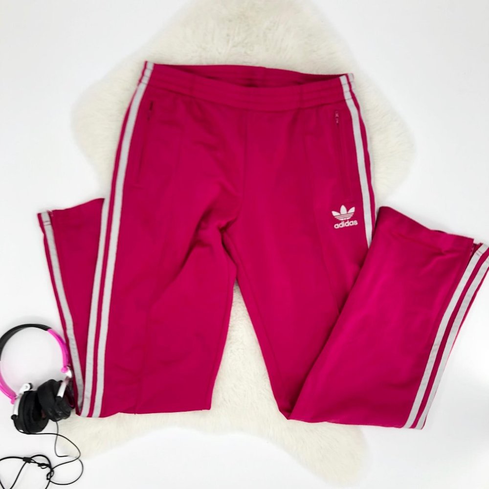ADIDAS Vintage Hot Pink White Track Pants Joggers - Picture 2 of 16